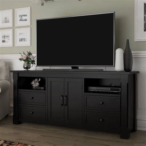 Brimson Contemporary Style Solid Wood Black TV Stand Media Console