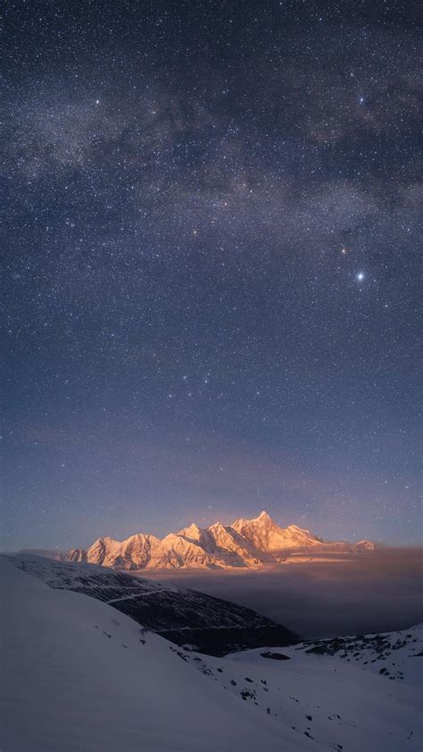 美丽好看雪山星空风景4k手机壁纸竖屏_图片编号331723-壁纸网