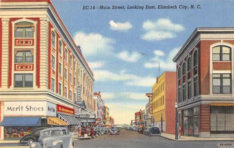 Elizabeth City North Carolina Main Street Scene Linen Antique Postcard K14782 | United States ...