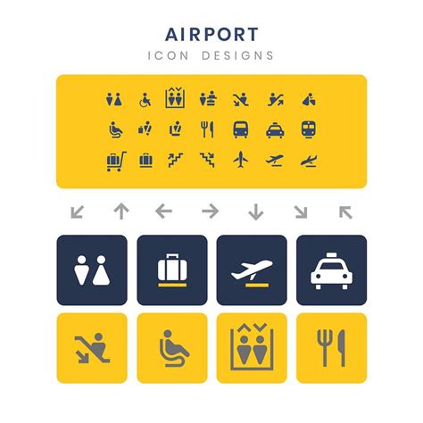 Airport signs icon vector set | Free vector - 538334