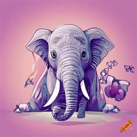 Elephant chasing a butterfly