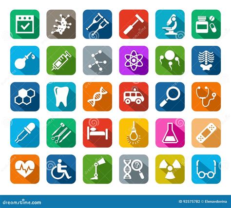 Medicine, Icons, Colored, Flat, Vector. Stock Vector - Illustration of ...