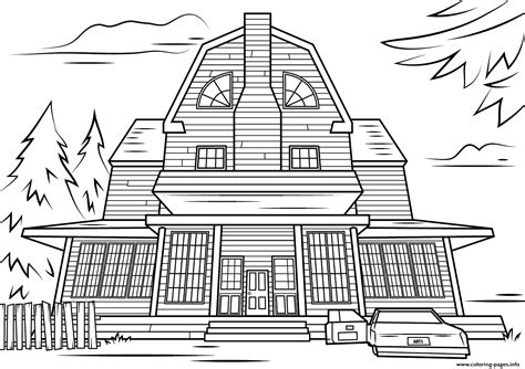 Scary Haunted House Halloween Coloring Pages Printable