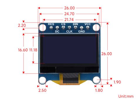 0.96inch OLED Display Module, 128×64 Resolution, SPI / I2C Communication