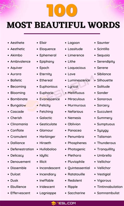 200+ Beautiful Words in English | List of Elegant, Pretty Words • 7ESL