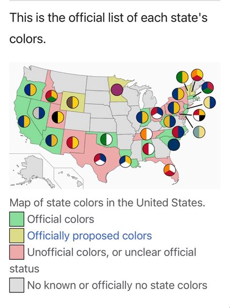 USA Official State Colors | Travel facts, State map, Map