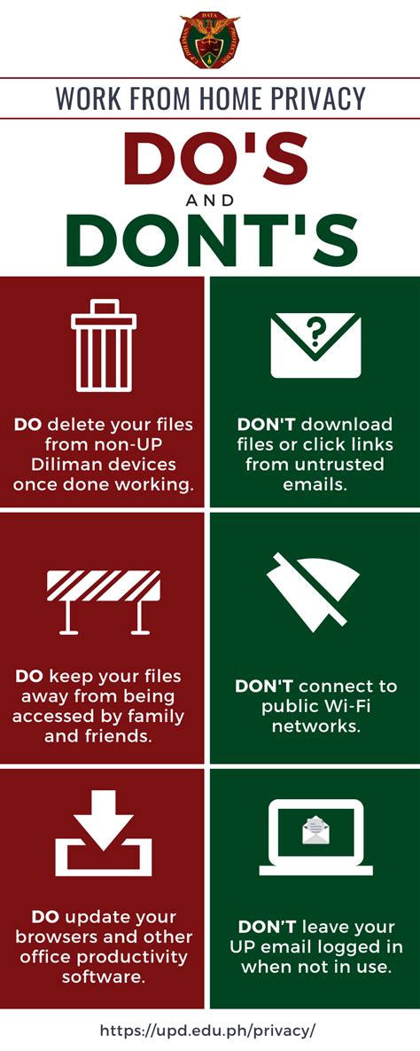 Infographic: Work From Home Privacy Do’s and Don’ts | UP Diliman Data Privacy Portal