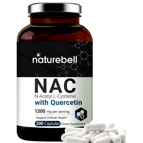 NAC Supplements and NAC Sustain (N-Acetyl L-Cysteine), 1200mg NAC Plus 10mg Quercetin Per ...