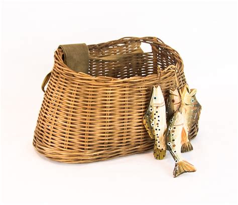 Vintage Fly Fishing Creel Basket With Shoulder Strap by esther2u2