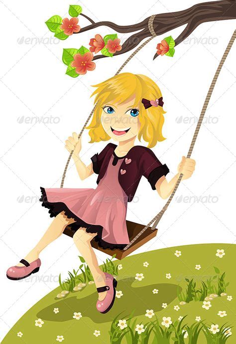 Girl on a Swing (With images) | Children illustration, Illustration, Vector illustration