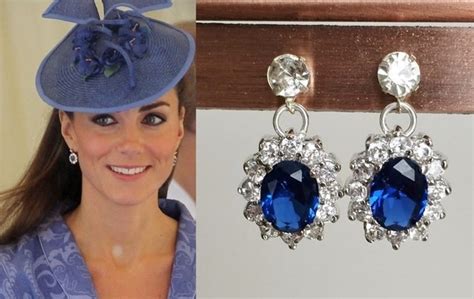 Kate Middleton Sapphire Silver Crystal Drop Earrings | Etsy