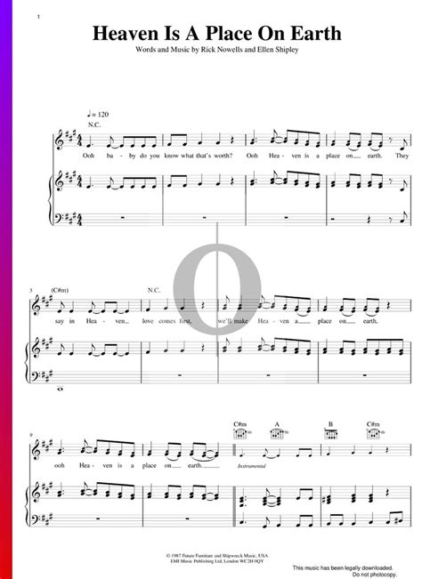 Heaven Is A Place On Earth (Belinda Carlisle) Piano Sheet Music - OKTAV