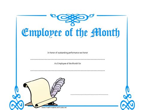 Employee of the Month Certificate Template - Blue - Fill Out, Sign ...