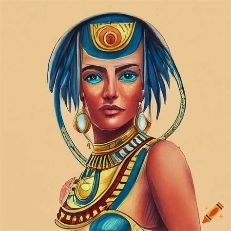 Colorful pencil drawing of egyptian goddess seshat on Craiyon