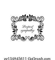 12 Floral Funeral Frame Deepest Sympathy Lettering Clip Art | Royalty Free - GoGraph