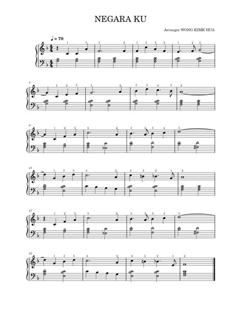 Negaraku - malaysia national anthem – Misc Traditional NEGARA KU Sheet music for Piano (Solo ...