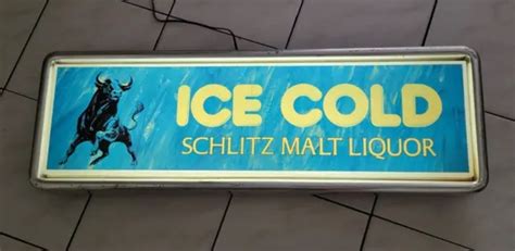 VINTAGE SCHLITZ MALT Liquor Beer Lighted Sign 3D "Ice Cold" (38X12) Rare Works $99.99 - PicClick