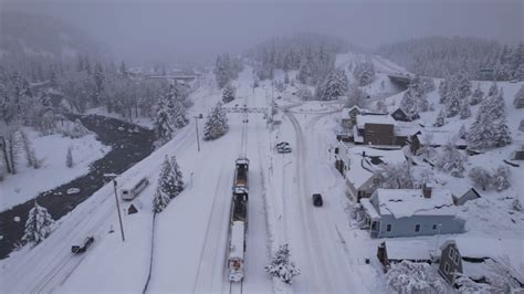 Breathtaking drone video shows snow-covered Truckee, Calif. after series of winter storms hit ...