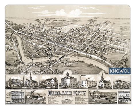 Beautifully restored map of Midland, Michigan from 1884 - KNOWOL