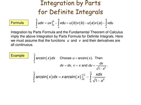 Integration By Parts Definite Integral