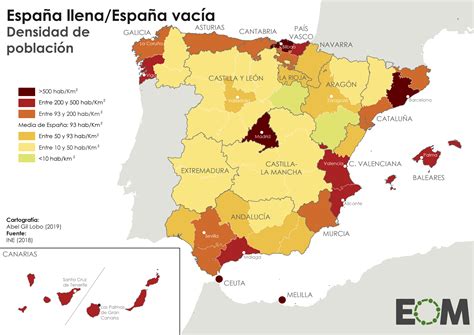 Map of population density of Spain (2019) : r/MapPorn