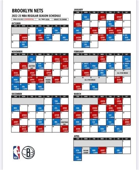 the Brooklyn Nets schedule for the upcoming season has been leaked. : r/GoNets