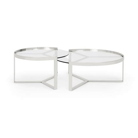 Aula Nesting Coffee Table, Stainless Steel and Glass • Sofas Etc