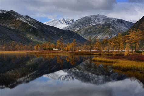 Russia, lake, landscape, nature, mirrored, reflection, mountains ...