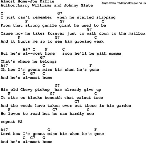 Country Music:Almost Home-Joe Diffie Lyrics and Chords