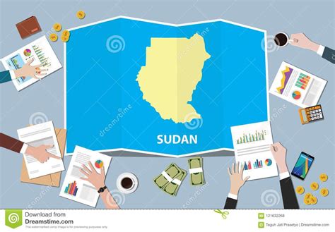 Sudan Africa Economy Country Growth Nation Team Discuss with Fold Maps ...