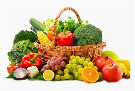 Fresh Fruit, Vegetable & Leaves - Fruits And Vegetables In A Basket, HD Png Download ...