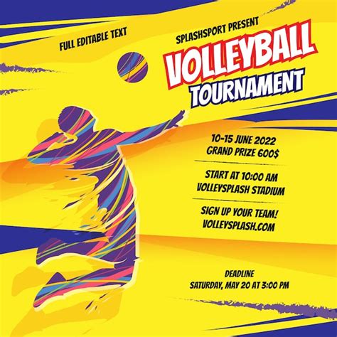 Premium Vector | Volleyball tournament flyer design template