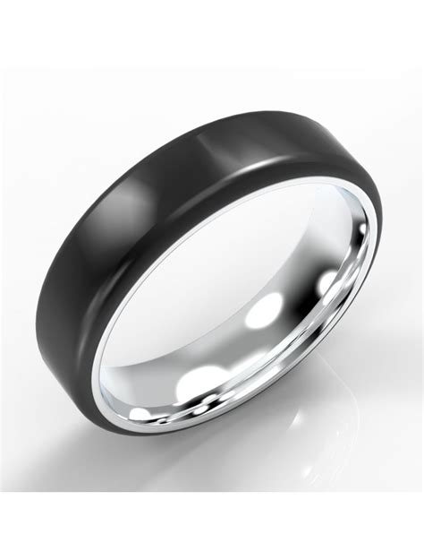 Platinum and Black Zirconium Two Tone Ring