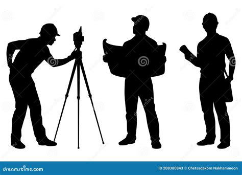 Set of Engineer Silhouette Vector Stock Vector - Illustration of ...