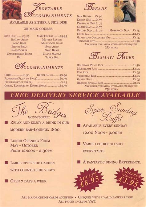 The Bridges Indian restaurant on Loughborough Rd, Leicester - Everymenu