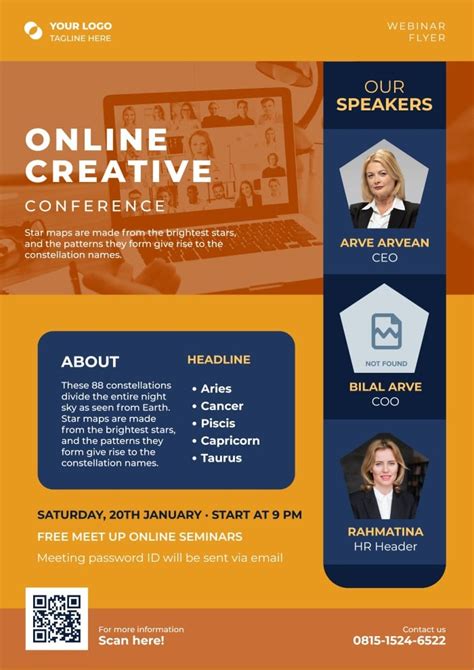 Design this Professional Online Creative Conference Poster layout online