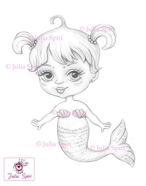 Mermaids Coloring Pages Digital Stamp Sea Fish Family | Etsy Australia