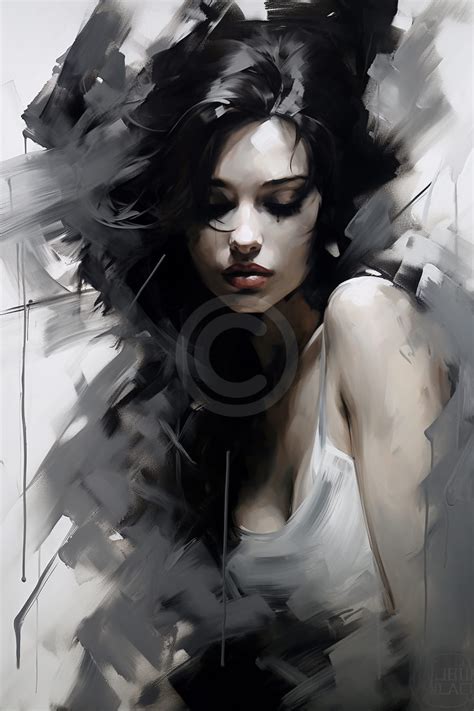 Black and white abstract portrait Painting For Sale | Wall Art Print on Canvas