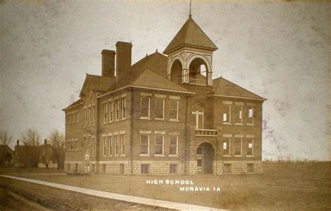 High School, Moravia, Iowa, USA, undated, destroyed by fire in spring 1923 | Moravia, Iowa, Albia