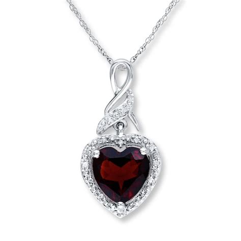 Garnet Heart Necklace 1/20 ct tw Diamonds Sterling Silver | Jared