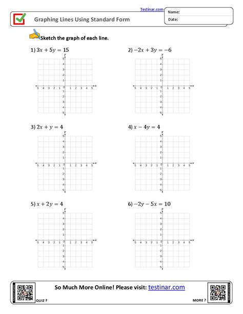 Graphing Lines Using Standard Form worksheets