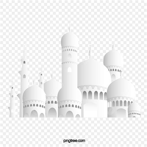 Gradient Illustration White Transparent, Cartoon Arabic Building Gradient Illustration, Arab ...