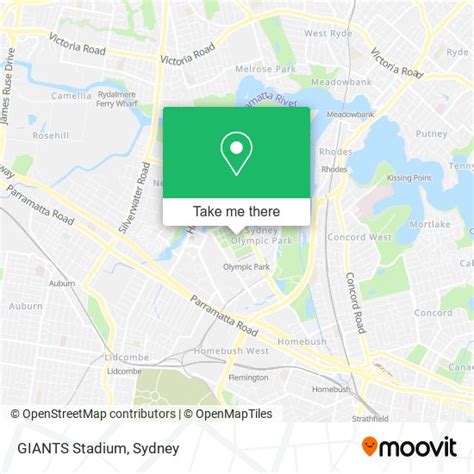 How to get to GIANTS Stadium in Sydney Olympic Park by train or bus?