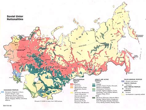 HISTORICAL MAPS: Soviet Union Nationalities Map 1986