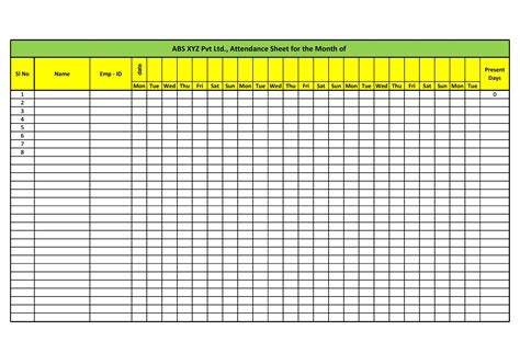 Free Printable Attendance Sheets