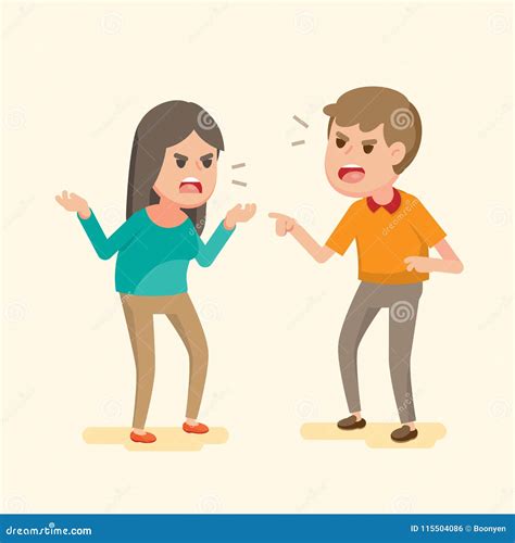 Angry Young Couple Fighting and Shouting at Each Other, People Arguing and Yelling,Vector ...