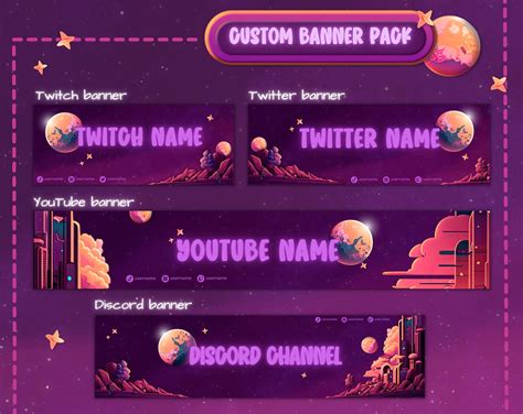 Custom Twitch Banner Purple. Youtube Banner. Twitter Banner. - Etsy Australia