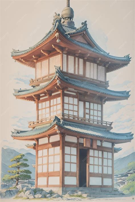 Premium AI Image | classic illustration of kyoto city landscape