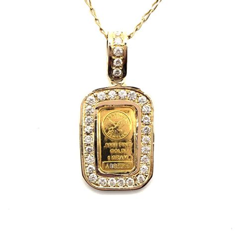 American 1 Gram Gold Bar Pendant - Ryu's Jewelry