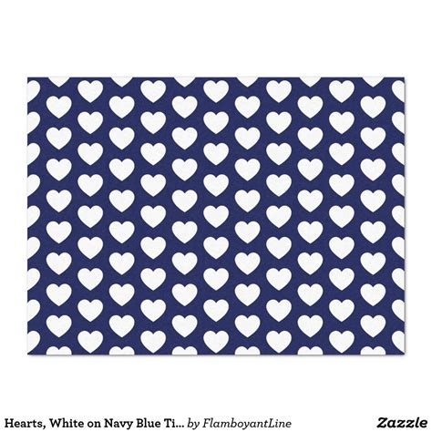 Hearts, White on Navy Blue Tissue Paper | Zazzle